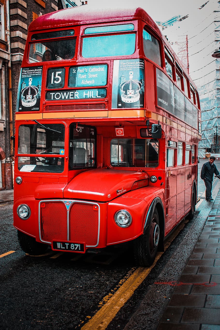 910x1365 red, tower hill bus, architecture, background, britain, british, buildings, city