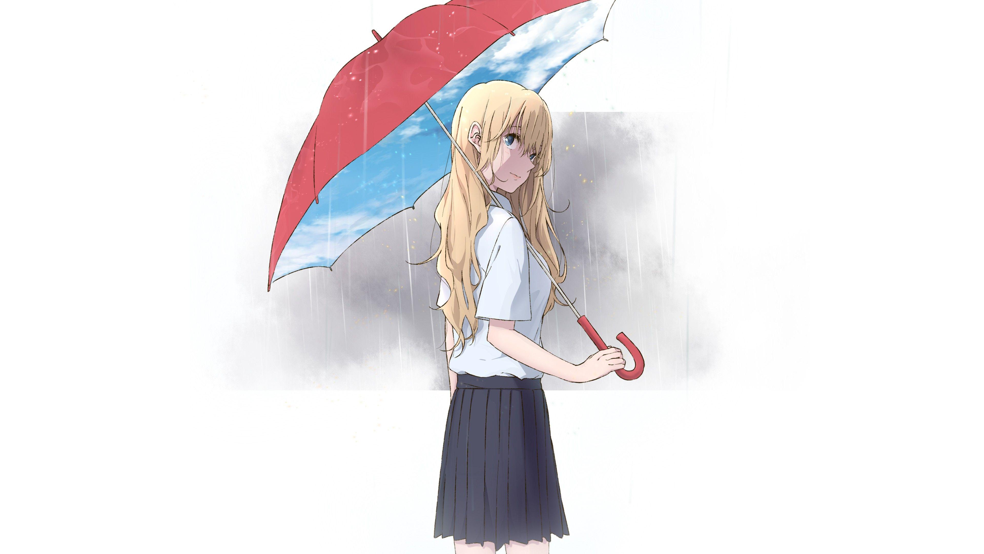 3840x2160 Wallpaper Girl, rain, mood, 4K, Art