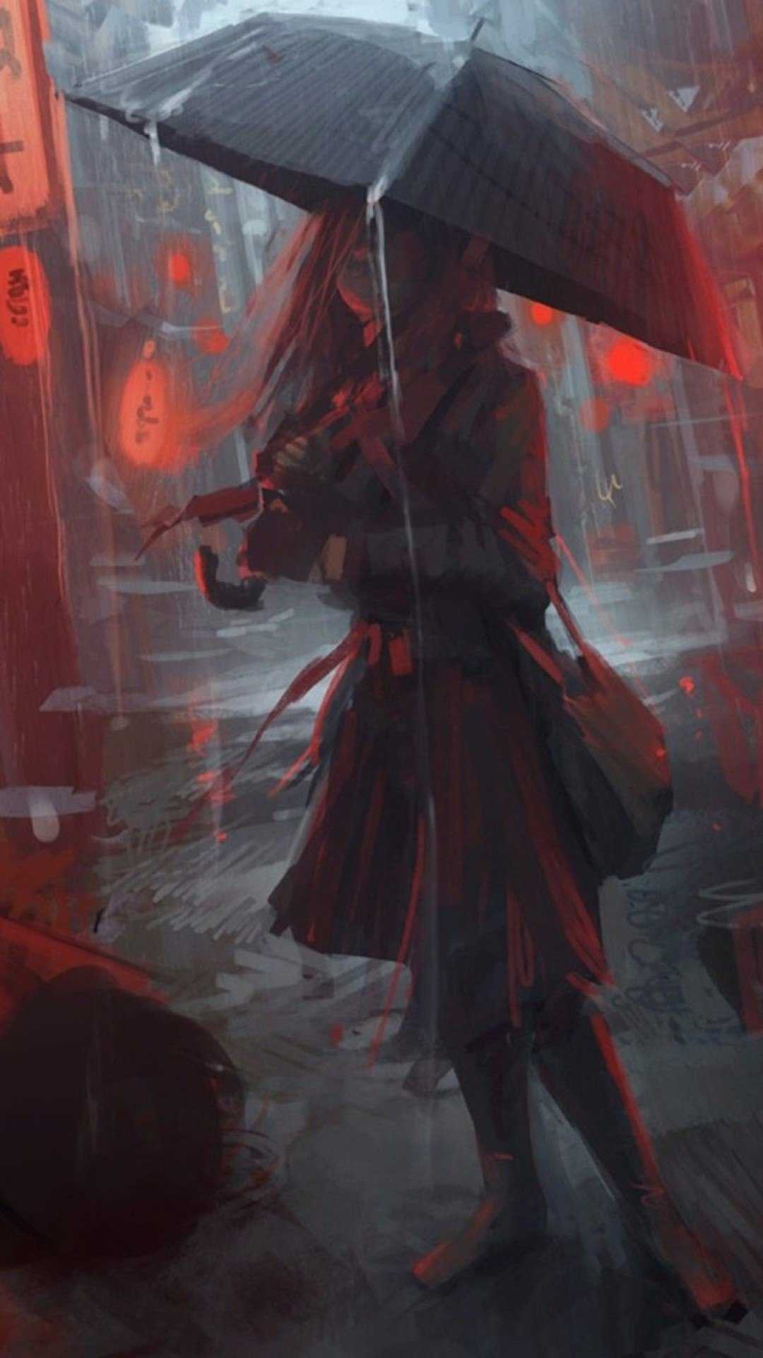 1080x1920 Anime Girl in Rain HD Wallpaper (1080x1920)