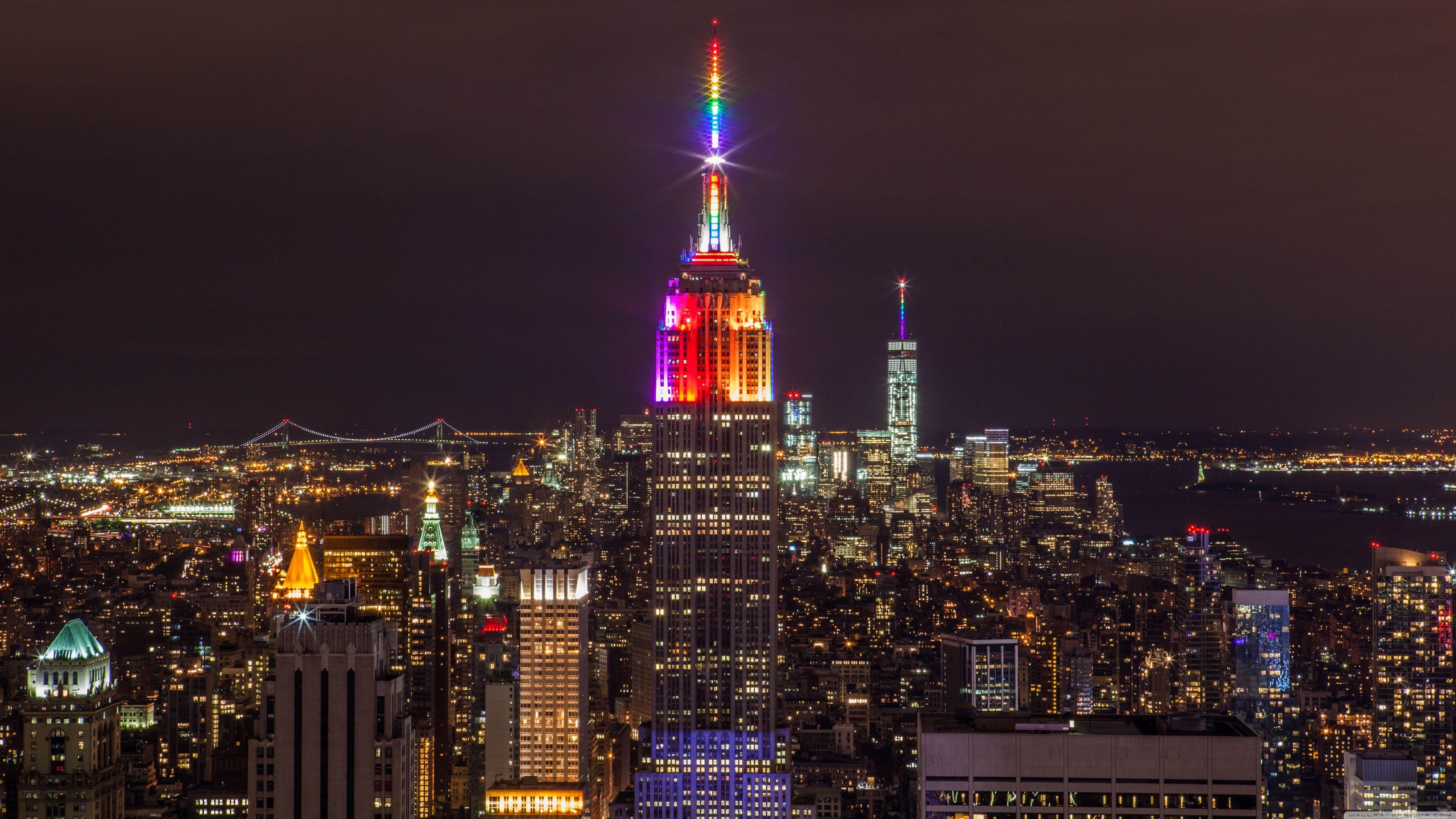 5120x2880 Free download New York City Night Lights 4K HD Desktop Wallpaper