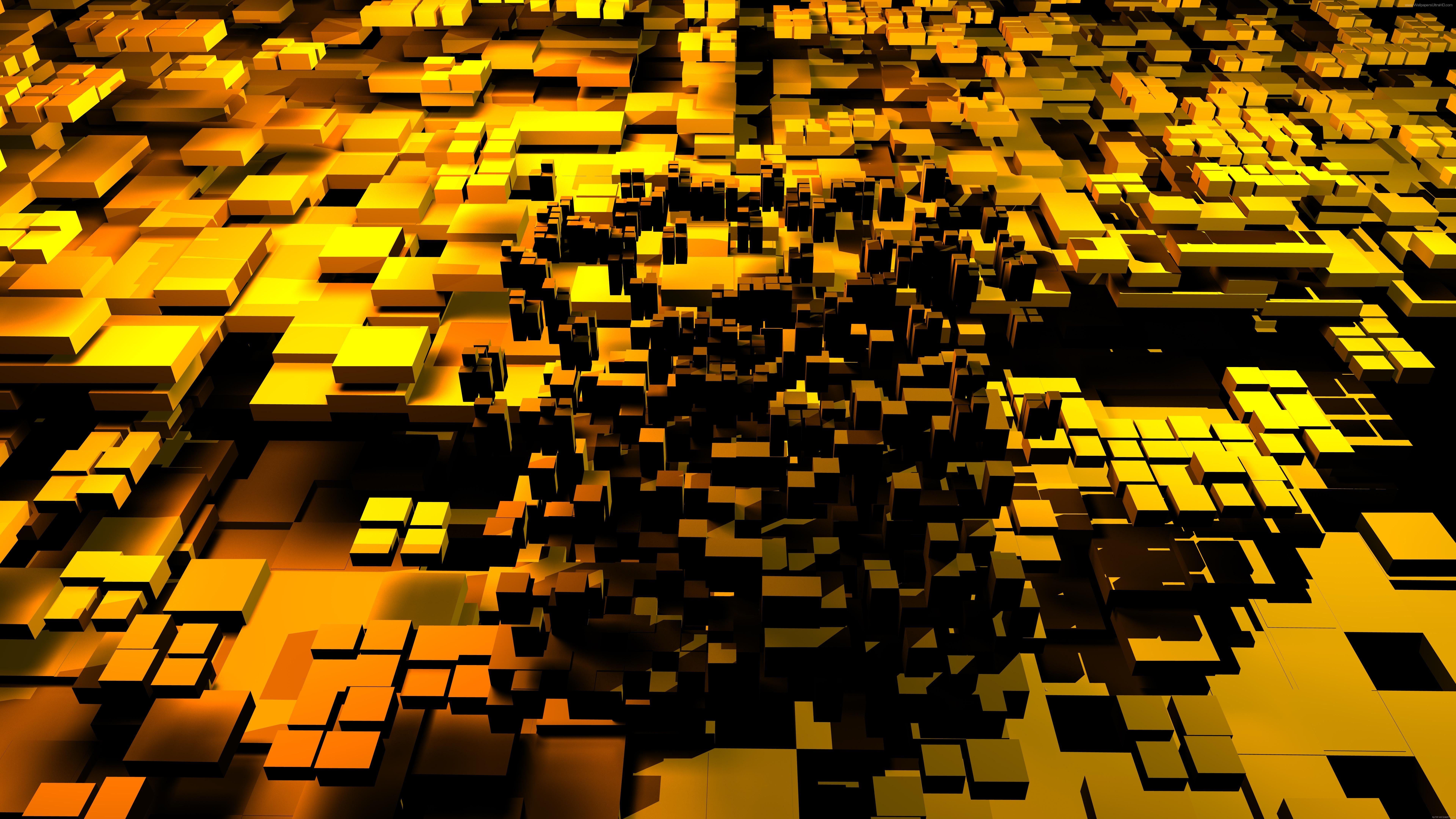 7680x4320 Wallpaper polygon, 4k, 5k wallpaper, 8k, 3D, cube, green, orange, blue, background, OS