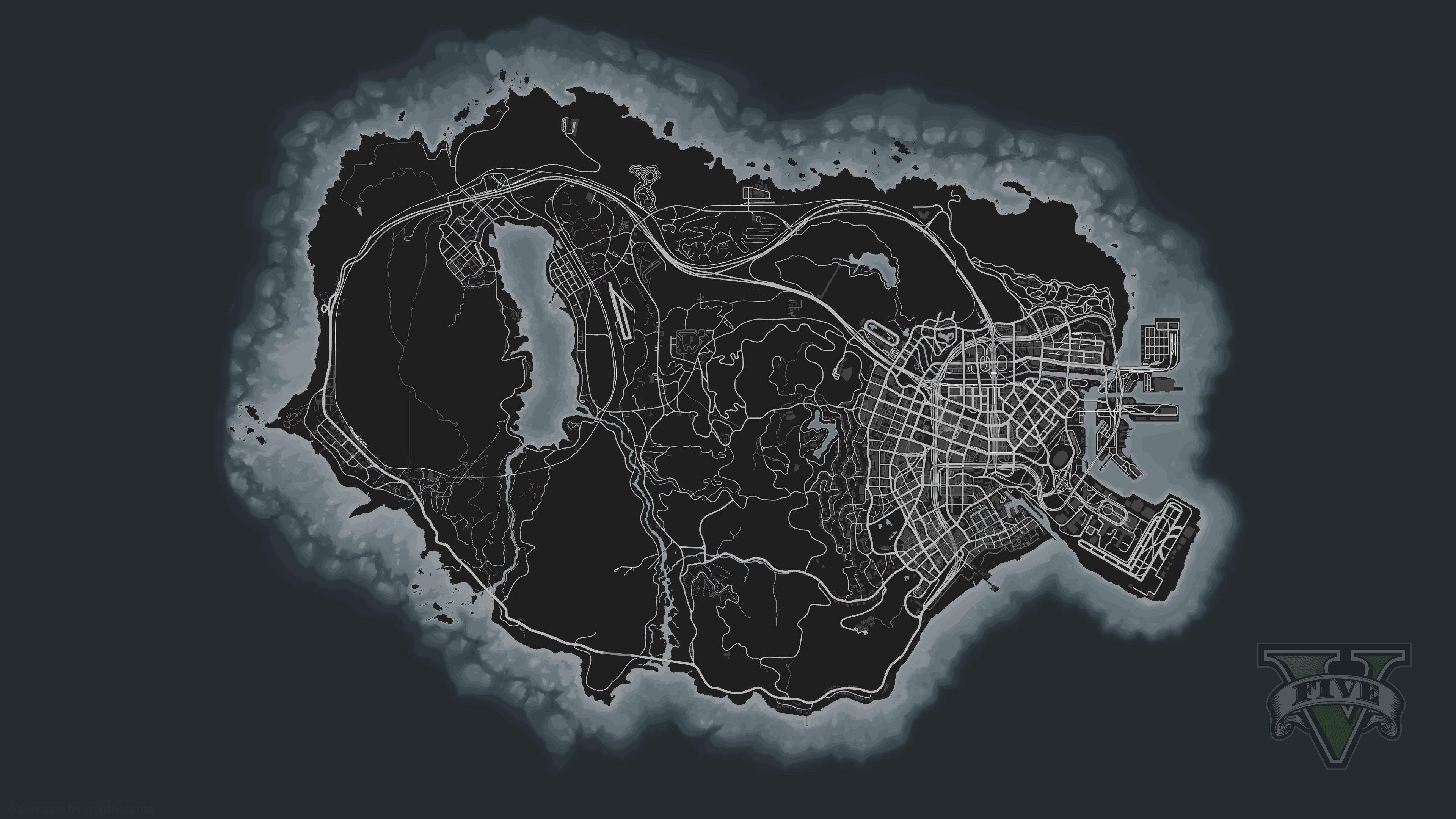 3840x2160 I made a 4k wallpaper of the GTA V Map. Enjoy :)