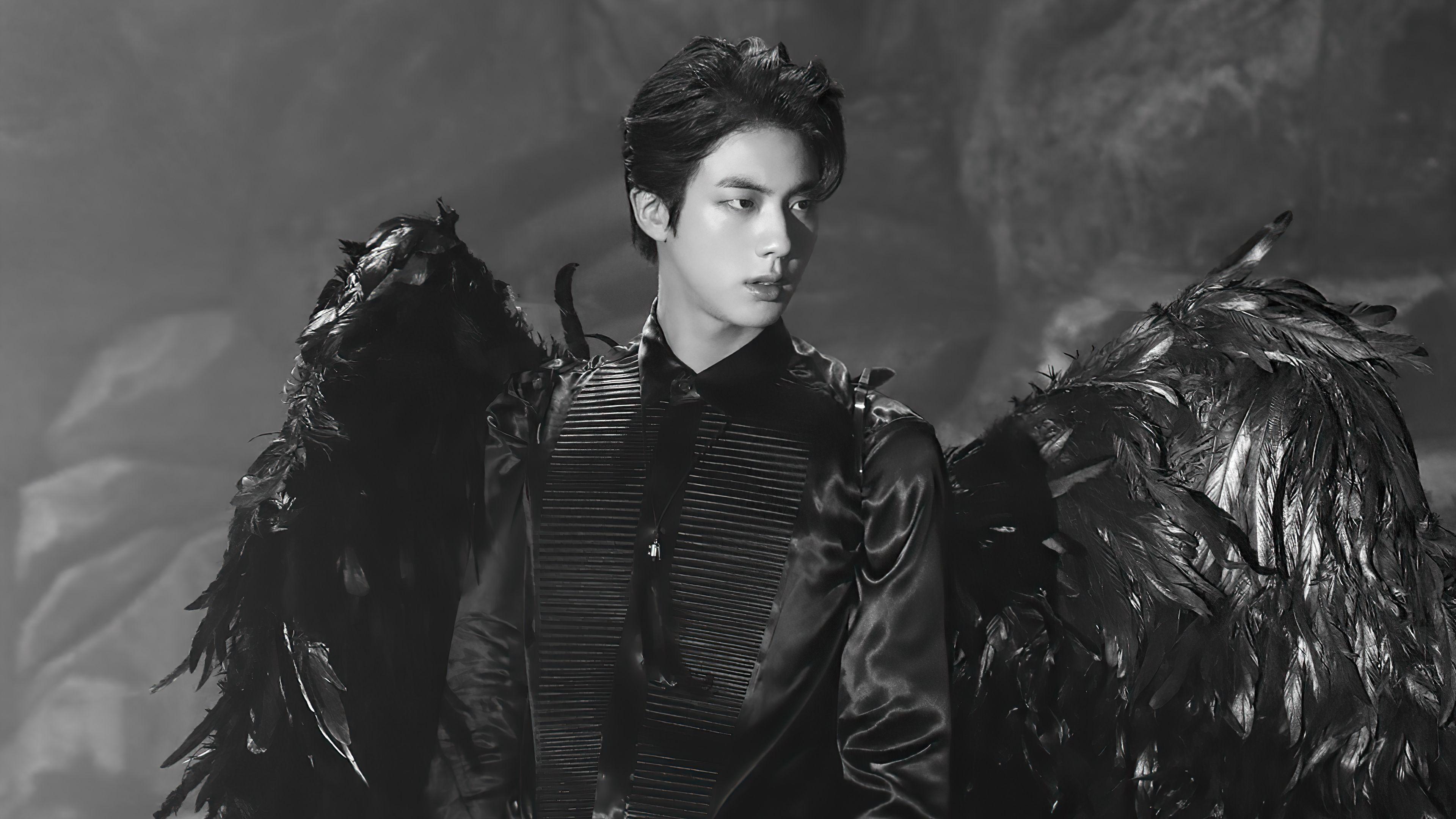 3840x2160 BTS, Jin, Black Wings, Map of the Soul 4K wallpaperk