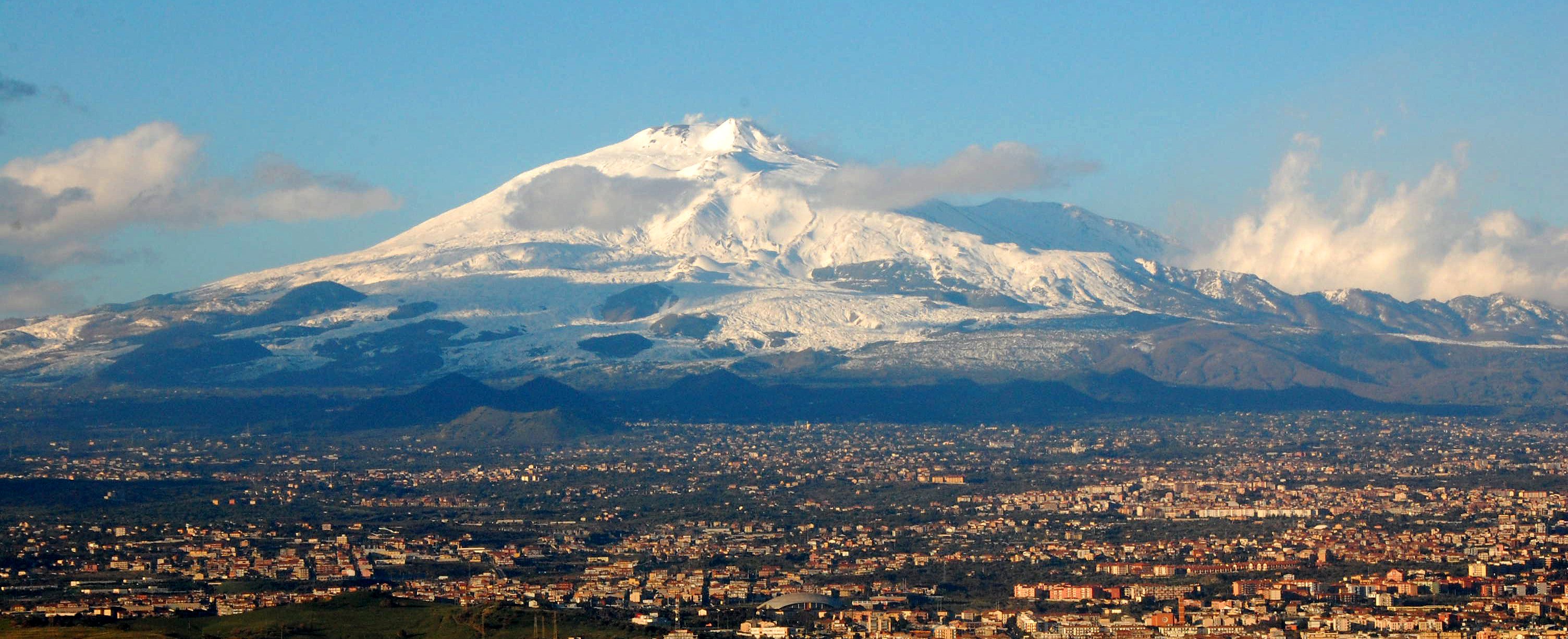 3008x1225 Free Photo: Mount Etna And White, Landscape, Mountain