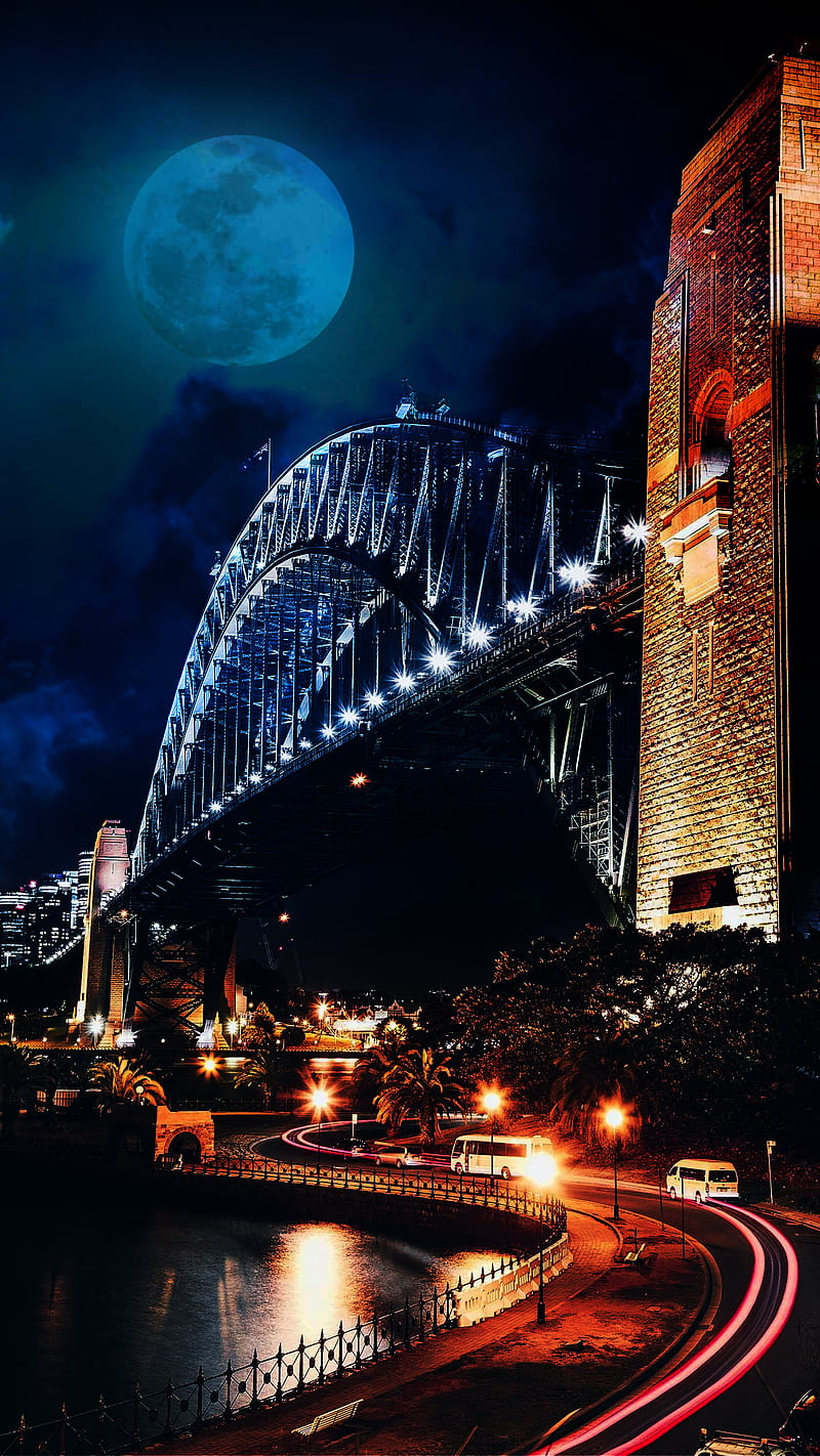 800x1422 Sydney Harbour, sydney, bridge, night, HD phone wallpaper