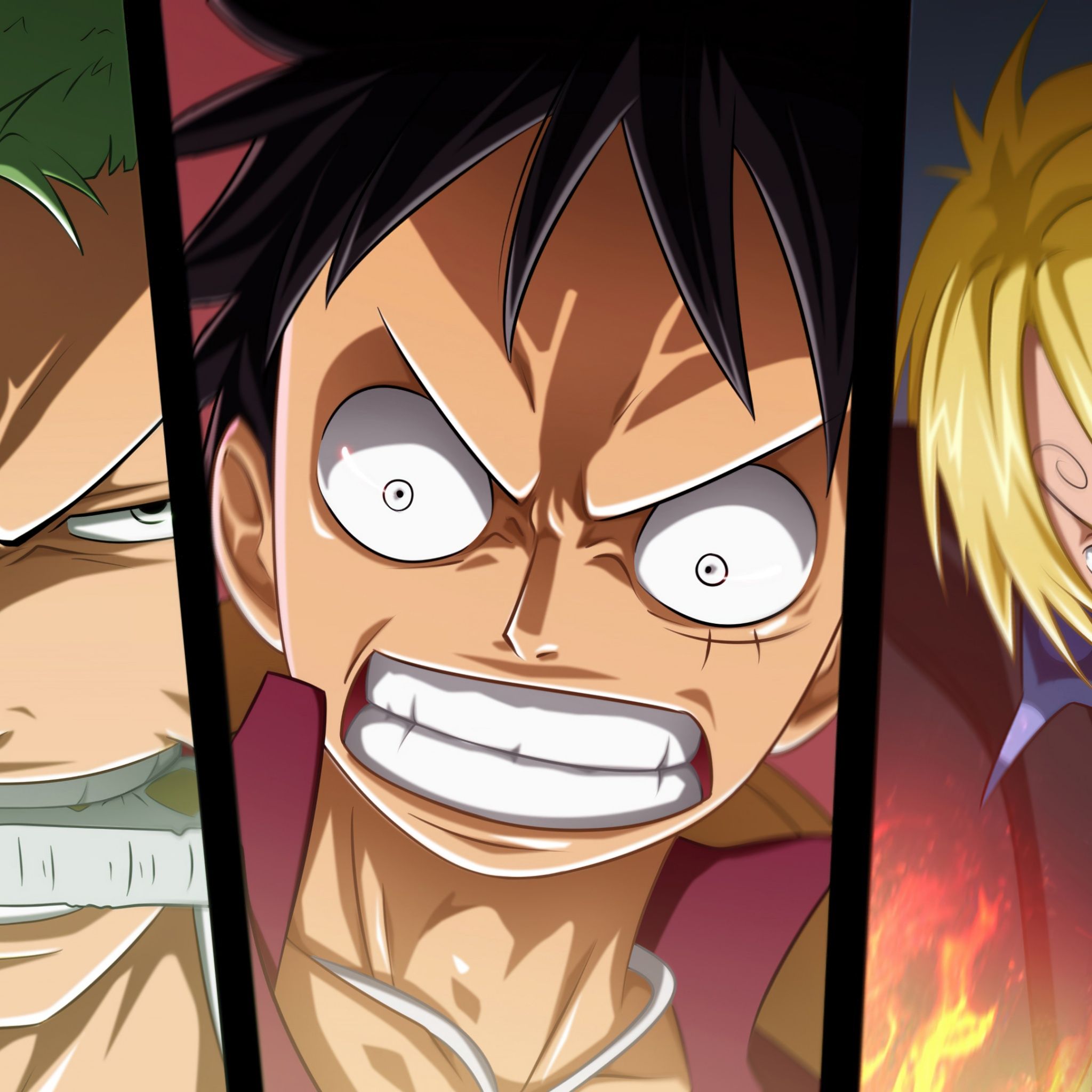 2048x2048 Roronoa Zoro, Monkey D. Luffy, Sanji 4K Wallpaper