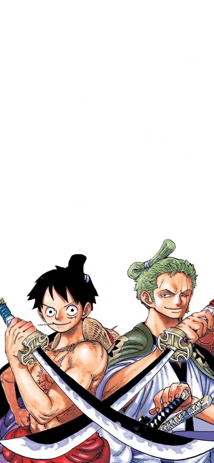 736x1592 luffy + zoro wallpaper