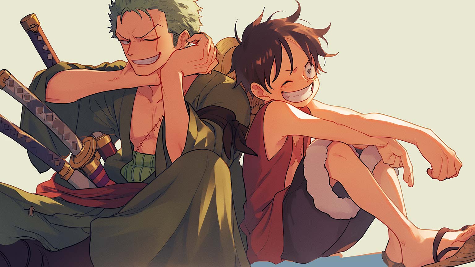 1536x864 Luffy And Zoro Desktop Wallpaper