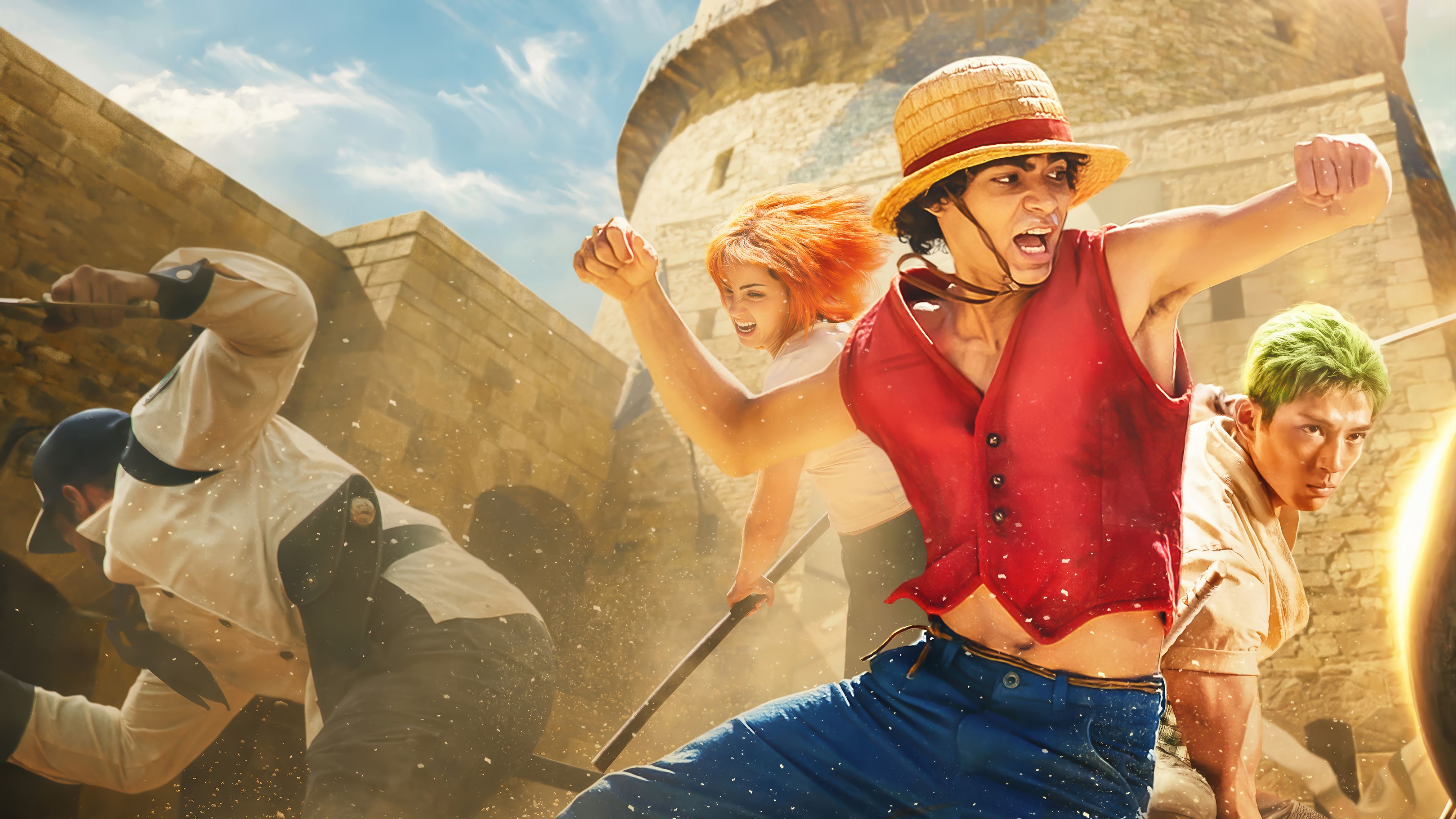 3840x2160 One Piece Luffy Zoro Nami Netflix Wallpaper 4K HD PC