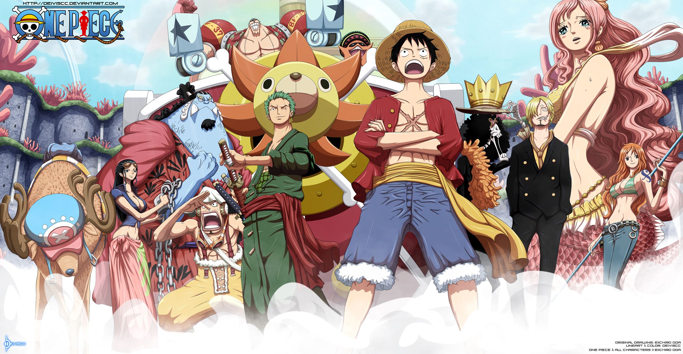 2268x1175 Wallpaper One Piece, Robin, Nami, Usopp, Brook, Zoro, Sanji, Luffy for mobile and desktop, section прочее, resolution 2268x1175