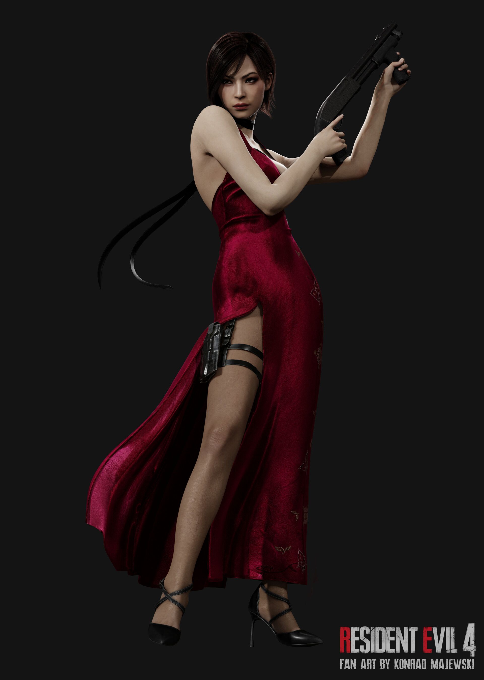 1920x2696 Konrad Majewski Evil 4 Remake. Ada Wong Red Dress
