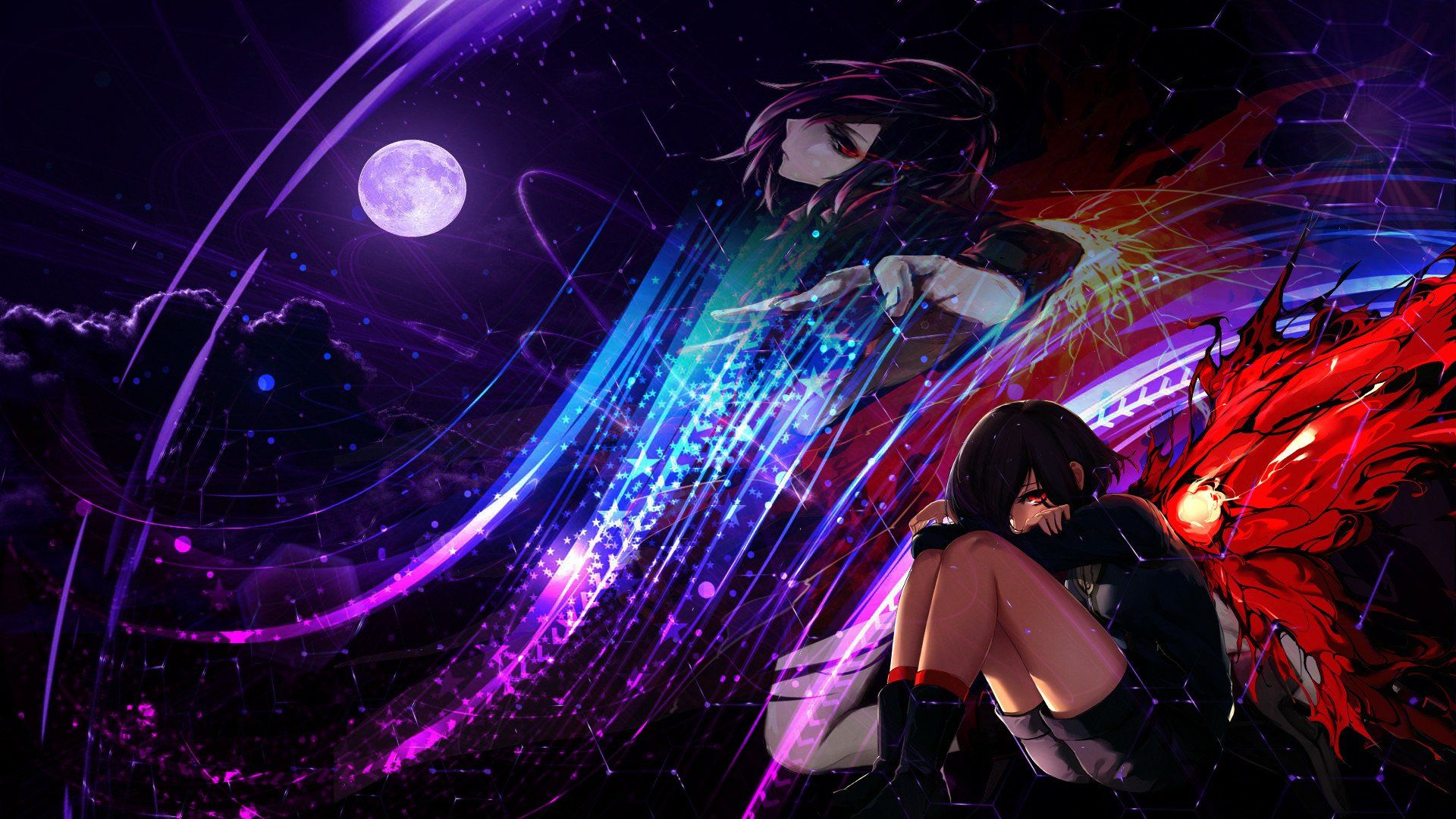 1920x1080 Touka Kirishima HD Wallpaper. Tokyo Ghoul Anime Art in Vibrant Nightscapex1080