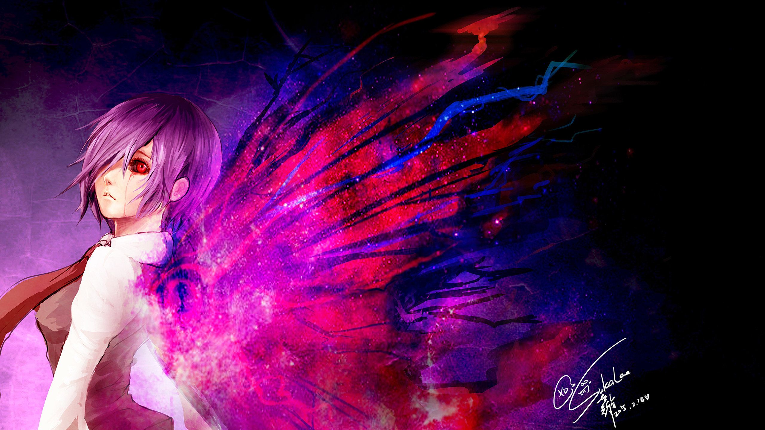 2560x1440 Wallpaper Anime, Ken Kaneki, Tokyo Ghoul, Eyelash, Purple, Background Free Image