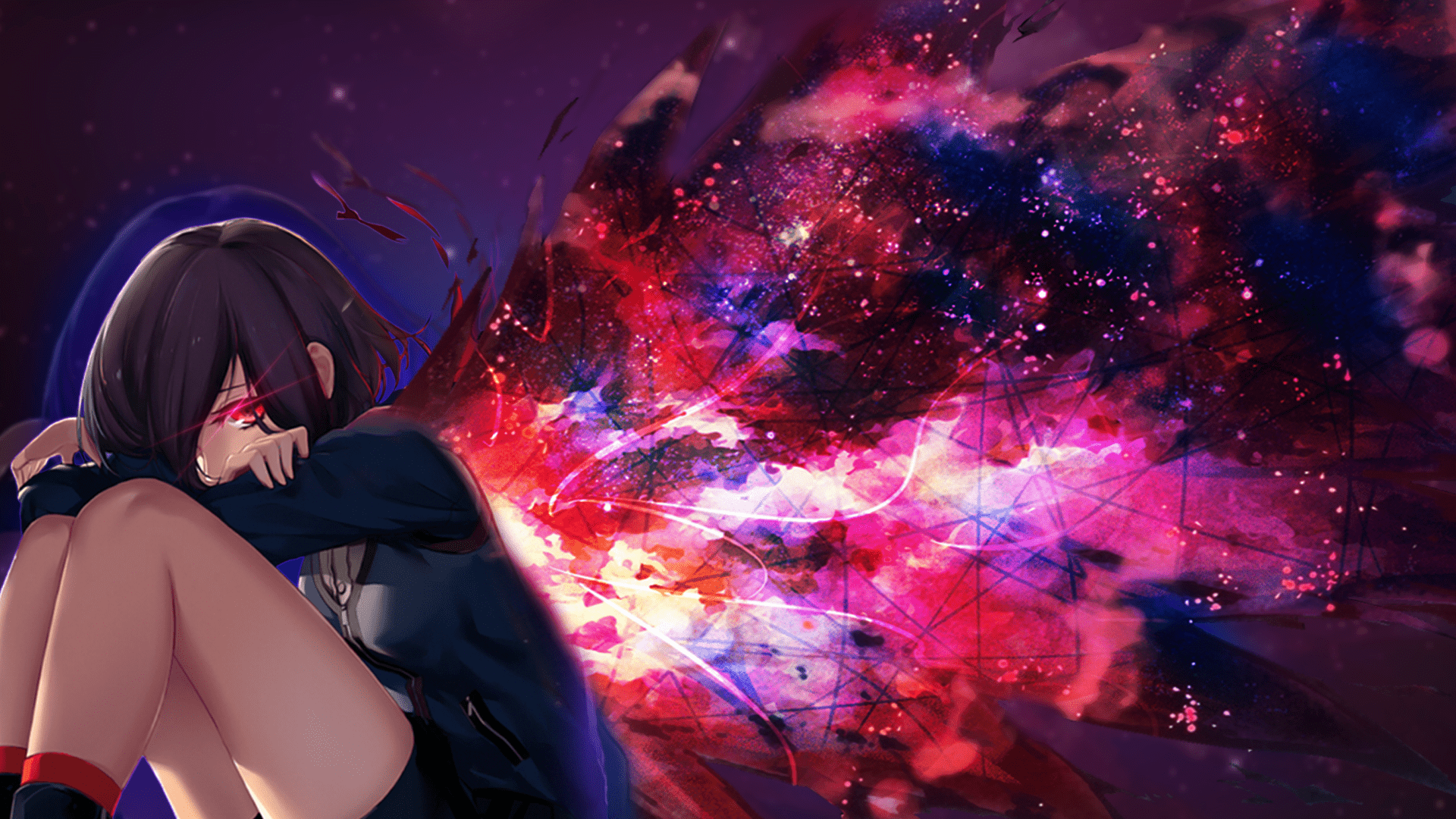 1920x1080 HD Wallpaper of Touka Kirishima with Wings Ghoulx1080