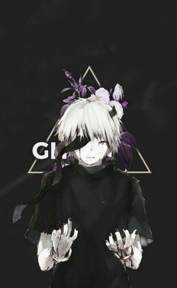 736x1194 Tokyo Ghoul Anime Character with White Hair and Purple Flowers. Desenhos de anime, Garotos anime