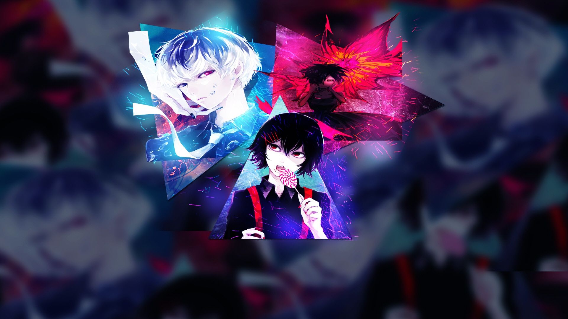 1920x1080 Wallpaper background, trio, current, Tokyo Ghoul, Tokyo Ghoul, The Kaneko Ken, suzui for mobile and desktop, section сёнэн, resolution 1920x1080