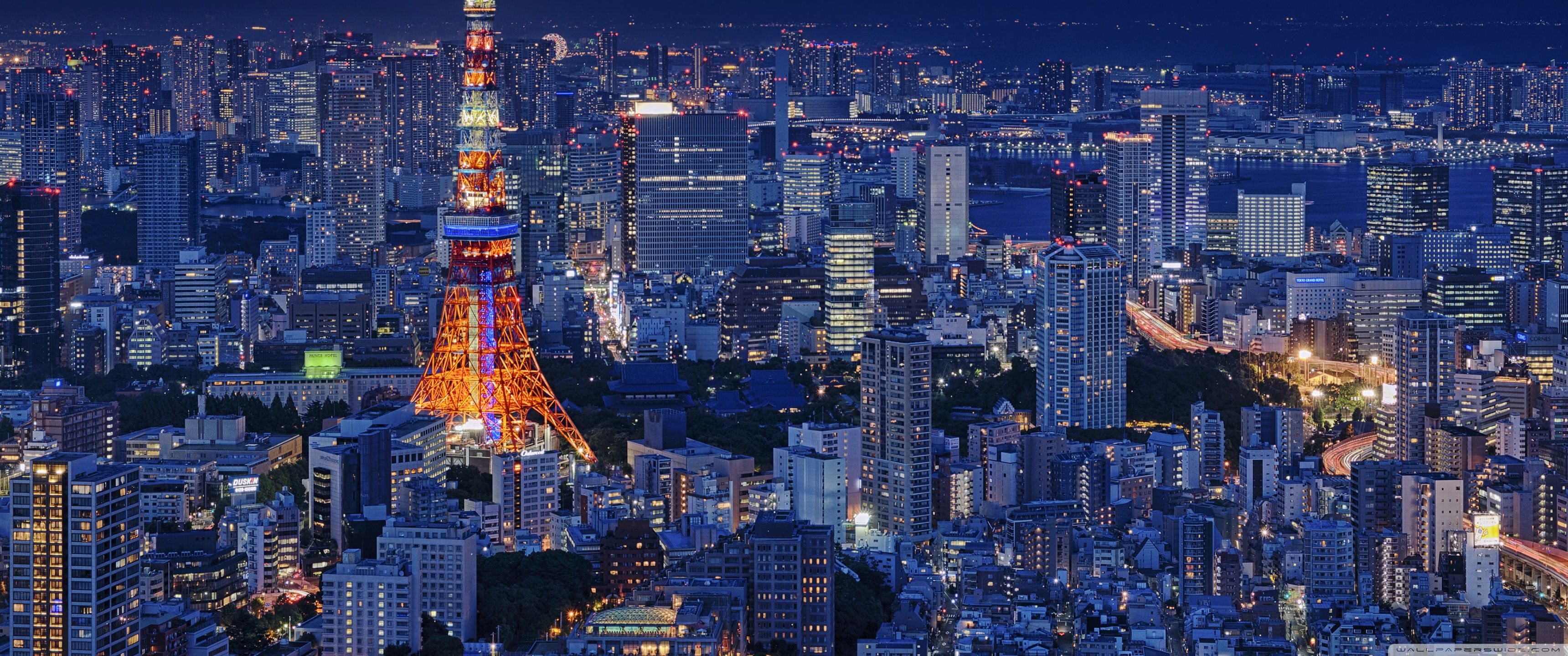 3440x1440 Tokyo Tower, Night, City 4K UHD Wallpaper for UltraHD Desktop and TV : Smartphone and Tablet Devices