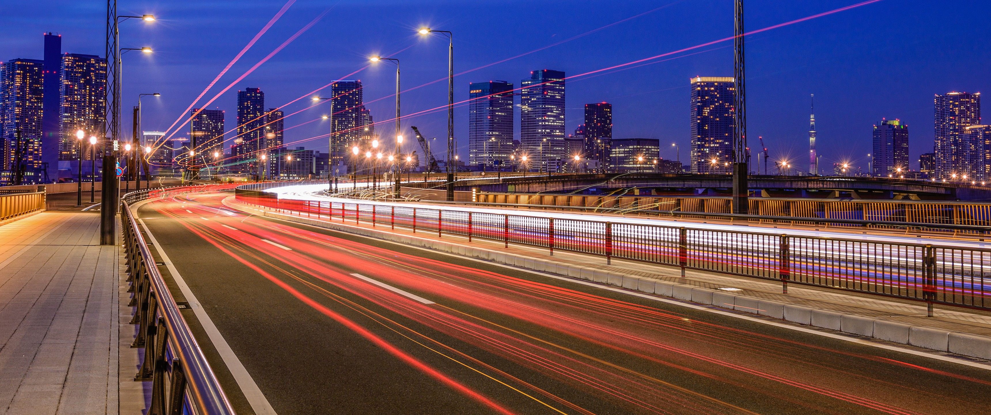 3440x1440 Wallpaper Time Lapse Photography of Cars on Road During Night Time, Background Free Image