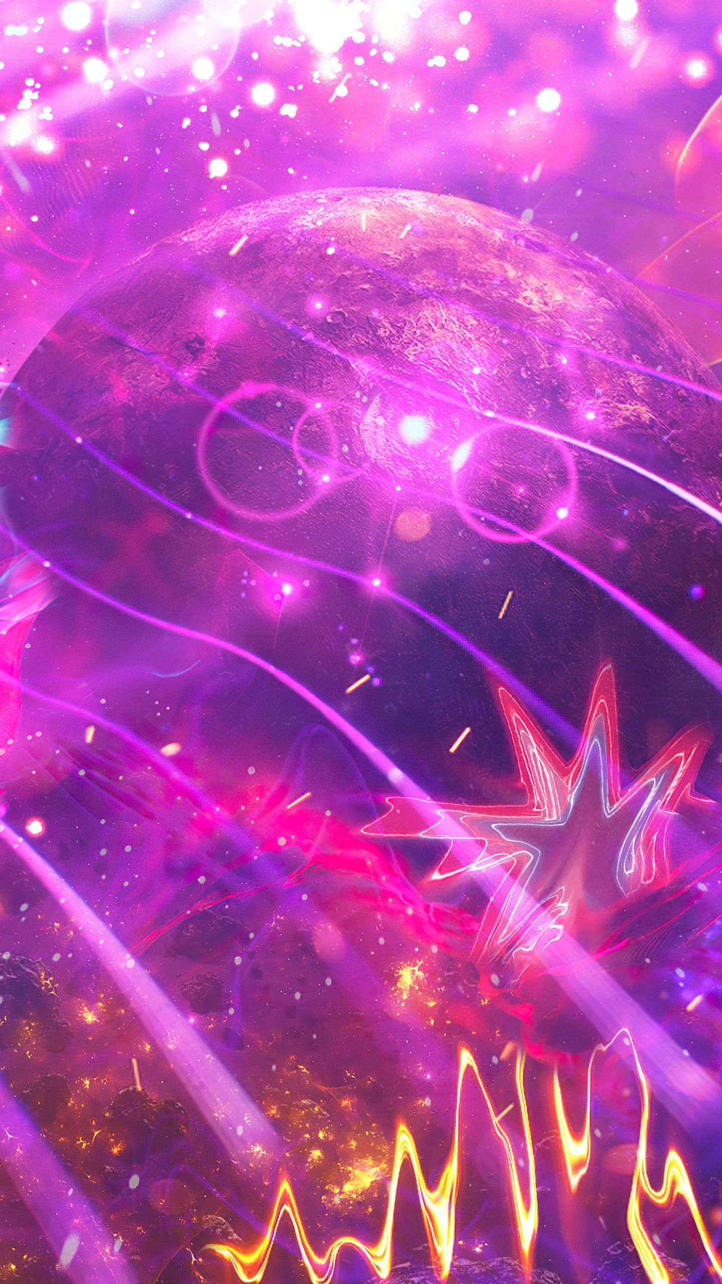1440x2560 Nebula Neon Colors Fractal Glitch Pattern Waves 4K HD Abstract Wallpaper