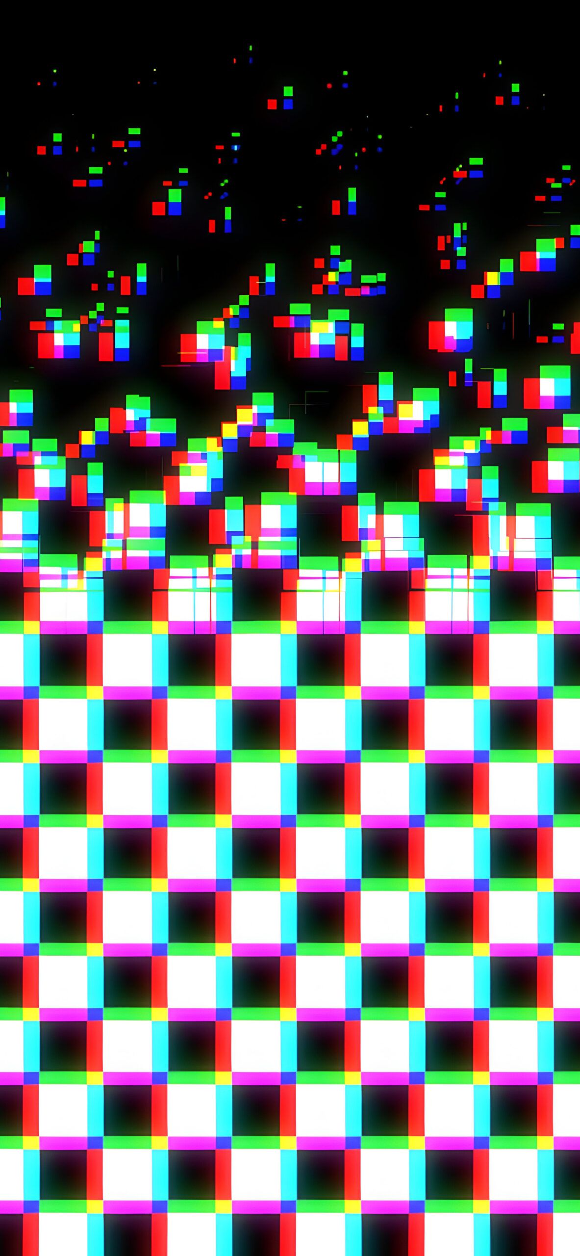 1183x2560 Glitch Art Neon Checkered Wallpaper Unique Wallpaper HD