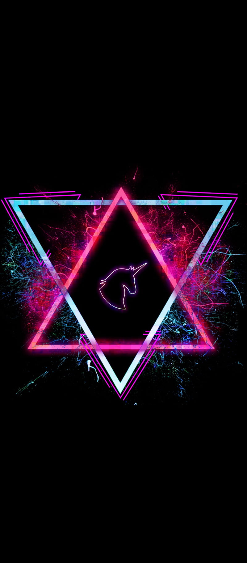 800x1822 Neon Unicorn, art, cool, future, glitch, neon, punk, rainbow, rave, splatter, HD phone wallpaper