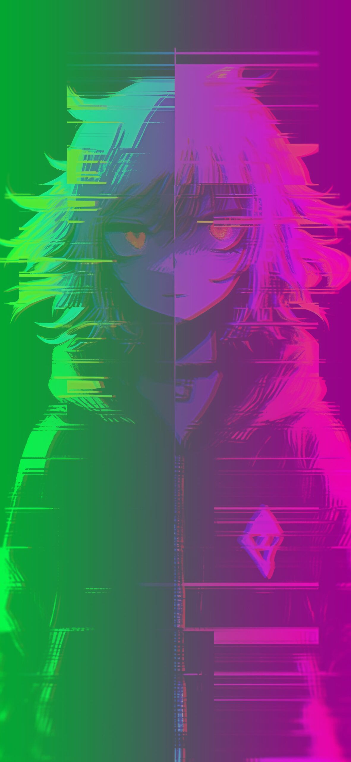 1181x2560 Cool Neon Girl Glitch Wallpaper Neon Aesthetic Wallpaper