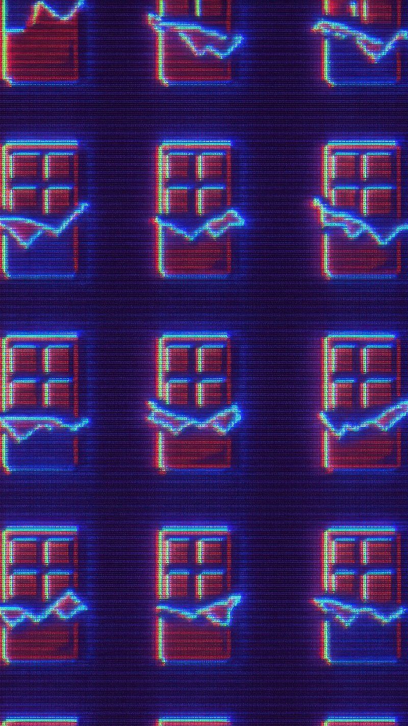 800x1422 Retro neon glitch pattern wallpaper. Free Photo Illustration