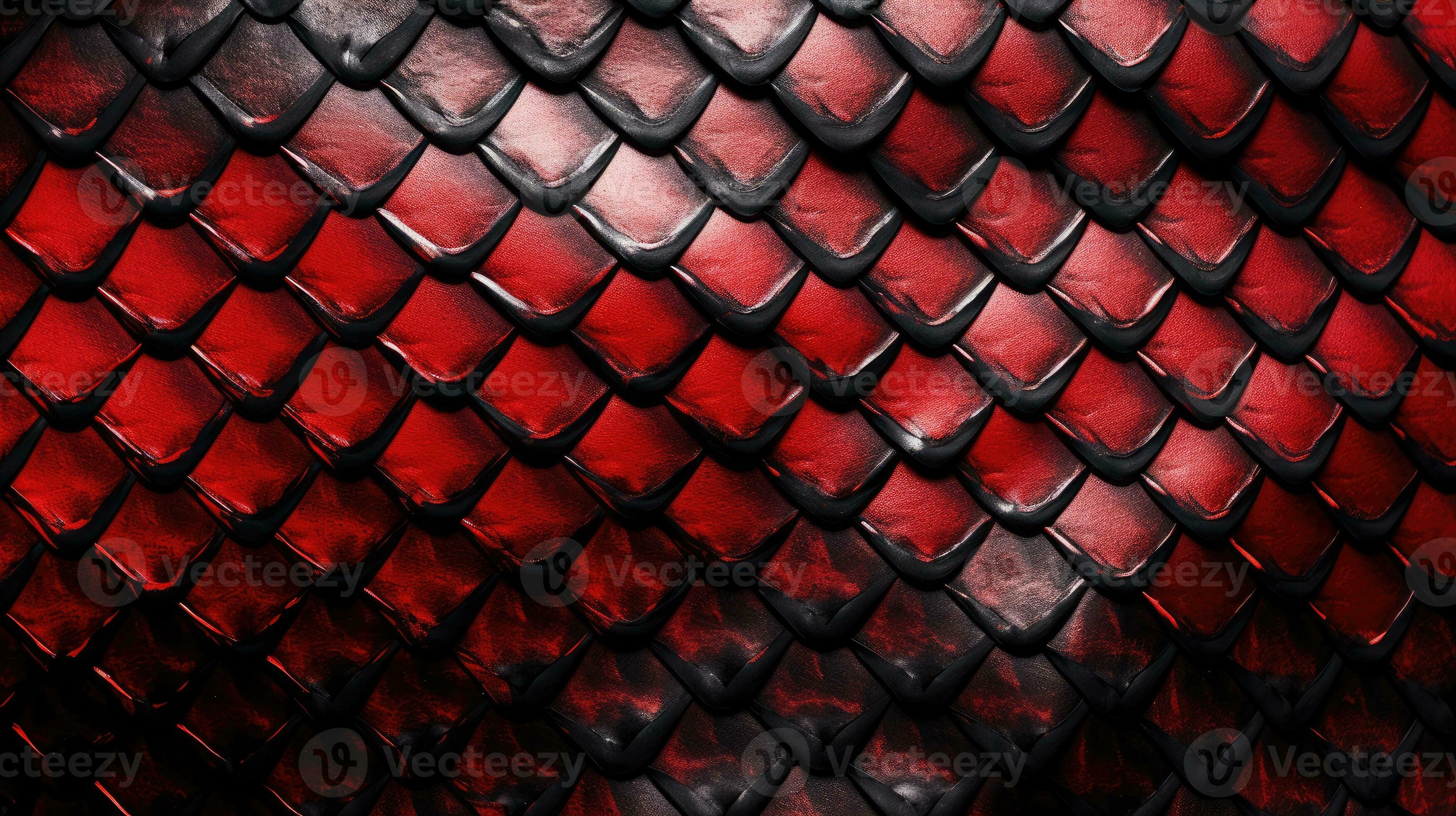 3497x1960 Red and black exotic snake skin pattern or dragon scale texture as a wallpaper