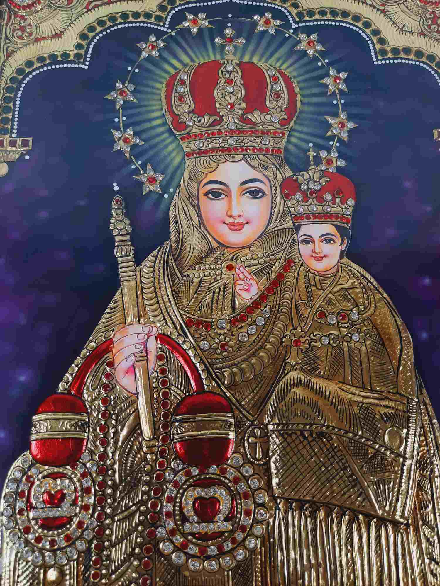 1500x2000 Purchase 18 x 15 Velankanni Mary Tanjore Painting Online