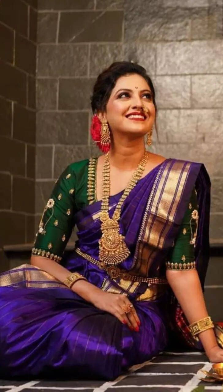 728x1280 best saree looks of Tejashri Pradhan. Times of India