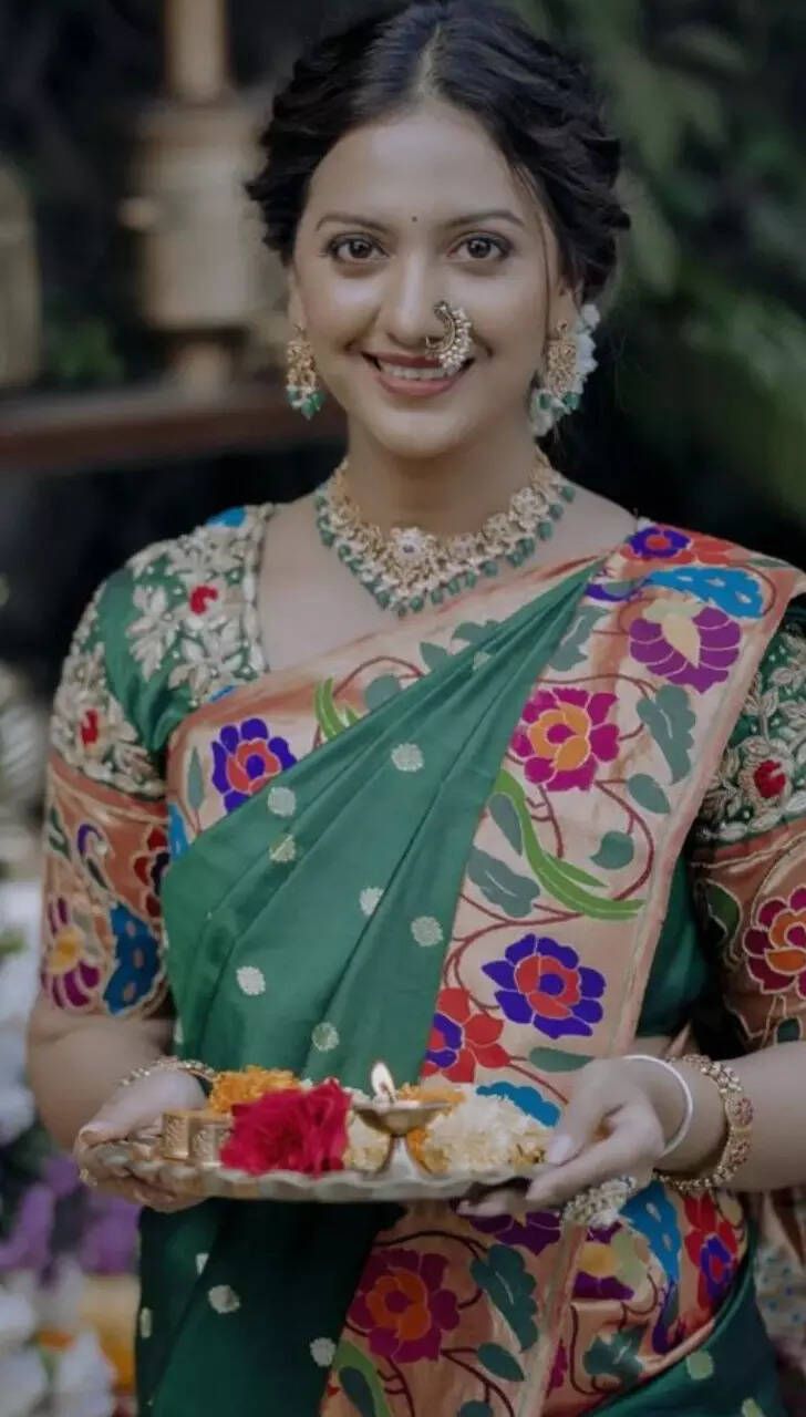 728x1280 best saree looks of Tejashri Pradhan. Times of India