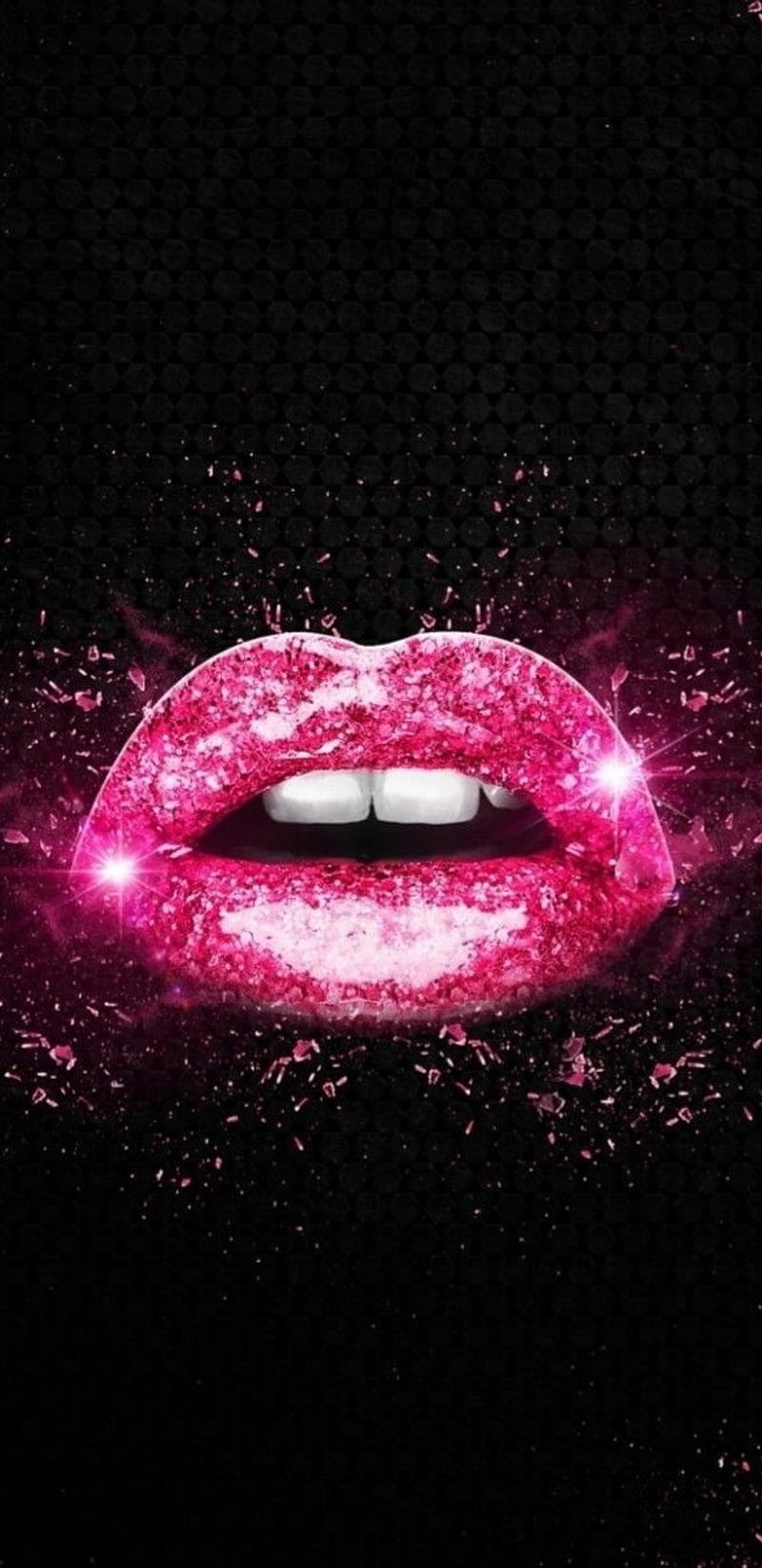 800x1644 Sweet Lipstick, girly, glitter, lips, pink, pretty, sparkle, HD phone wallpaper