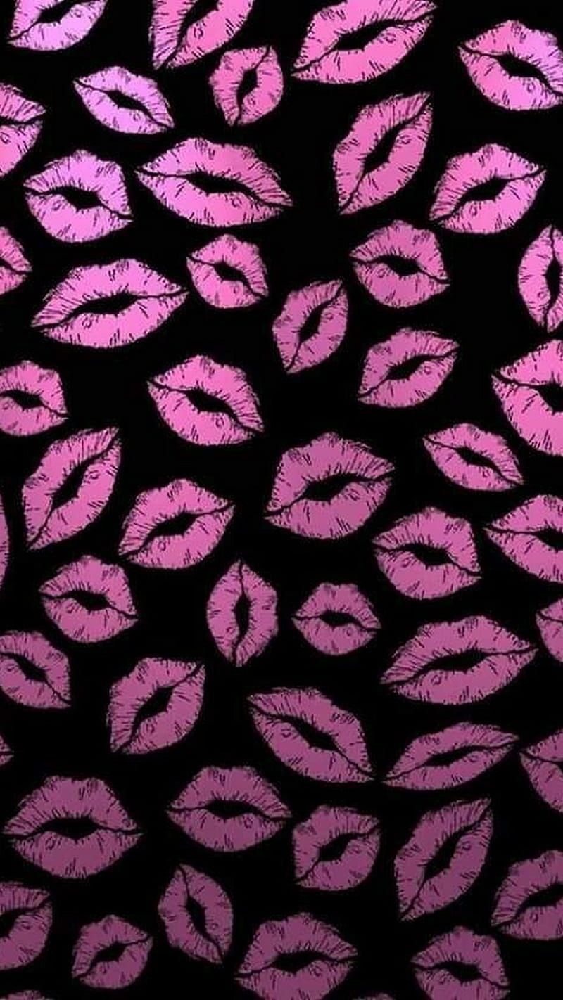 800x1422 Kisses, lips, lipstick, pattern, pink, HD phone wallpaper