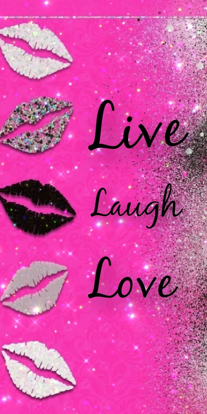 800x1601 Lx black, lips, love, pink, saying, sparkle, HD phone wallpaper