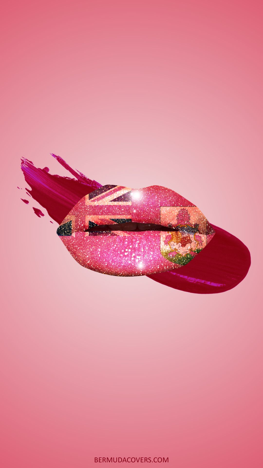 1080x1920 Simple Pink Lipstick Bermuda Flag Facebook Cover & Phone Wallpaper