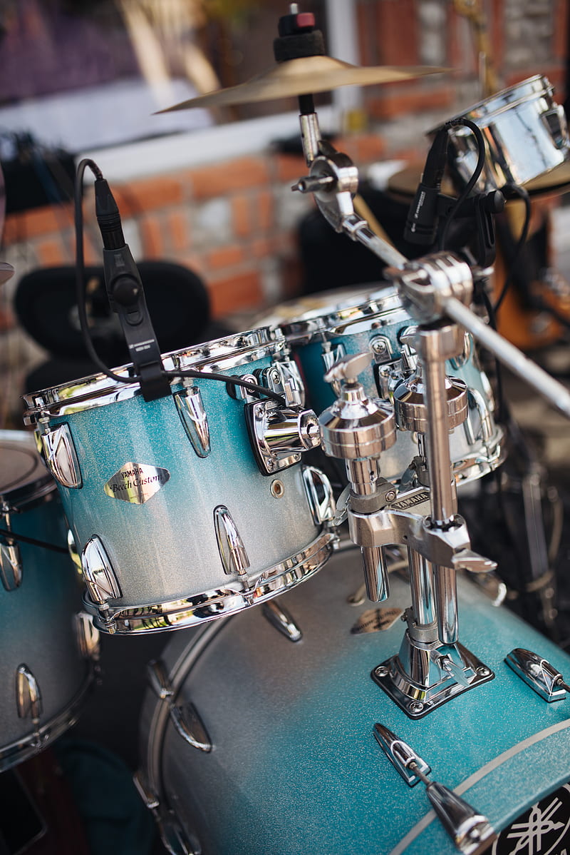 800x1198 Drum kit, drums, blue, music, HD phone wallpaper