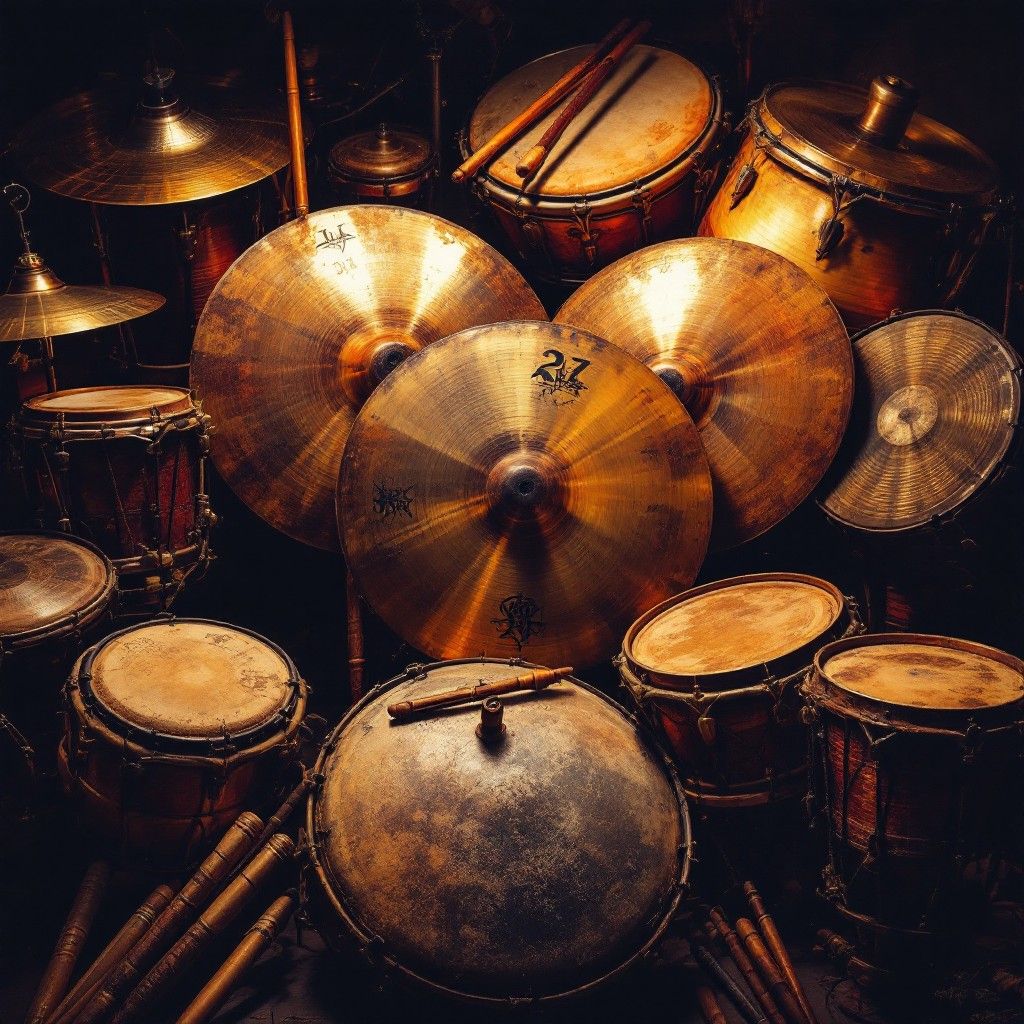 1024x1024 Free Gleaming Cymbal Array Image, Drums, Percussion