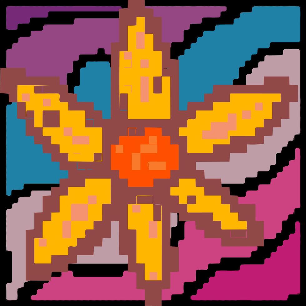 980x980 Yellow flower illustration with pixel art style. The illustration is suitable to use nature pixel art background and wallpaper