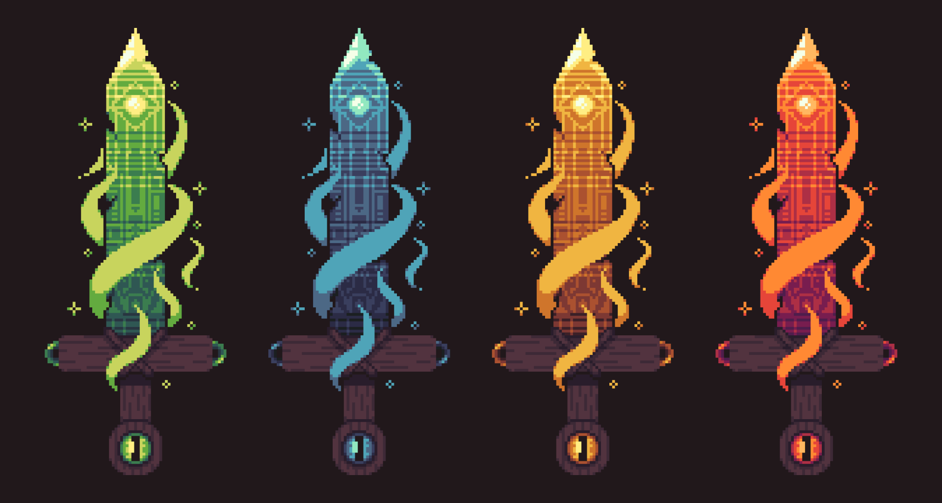 1920x1026 Pixel Fantasy Blades: Vibrant HD Weapon Art Wallpaperx1800