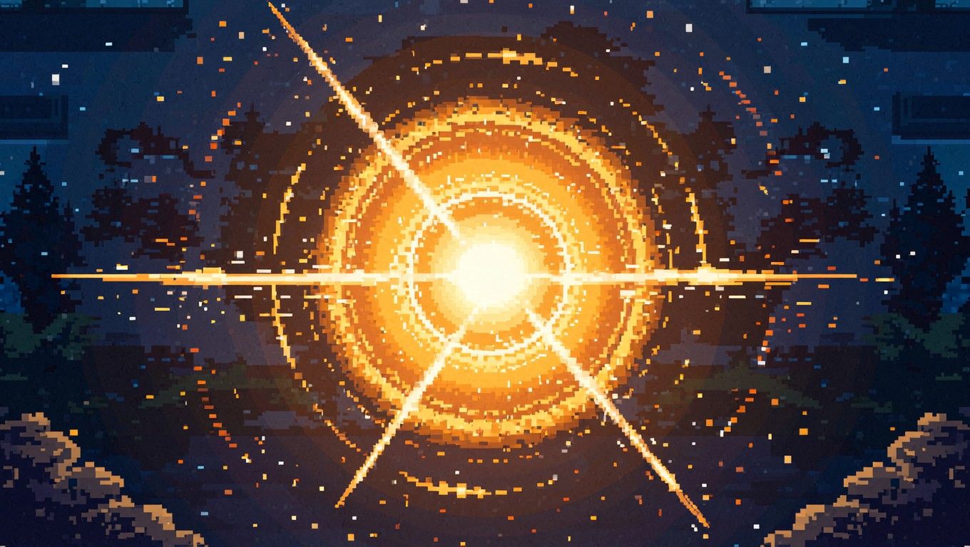 1360x768 Free Golden Pixel Explosion Image, Pixel, Art