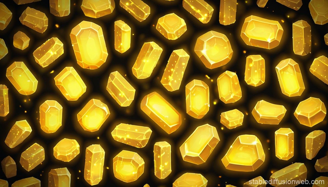 1344x768 Pixel Game Phone Wallpaper with Yellow Glowing Stones. Stable Diffusion Online