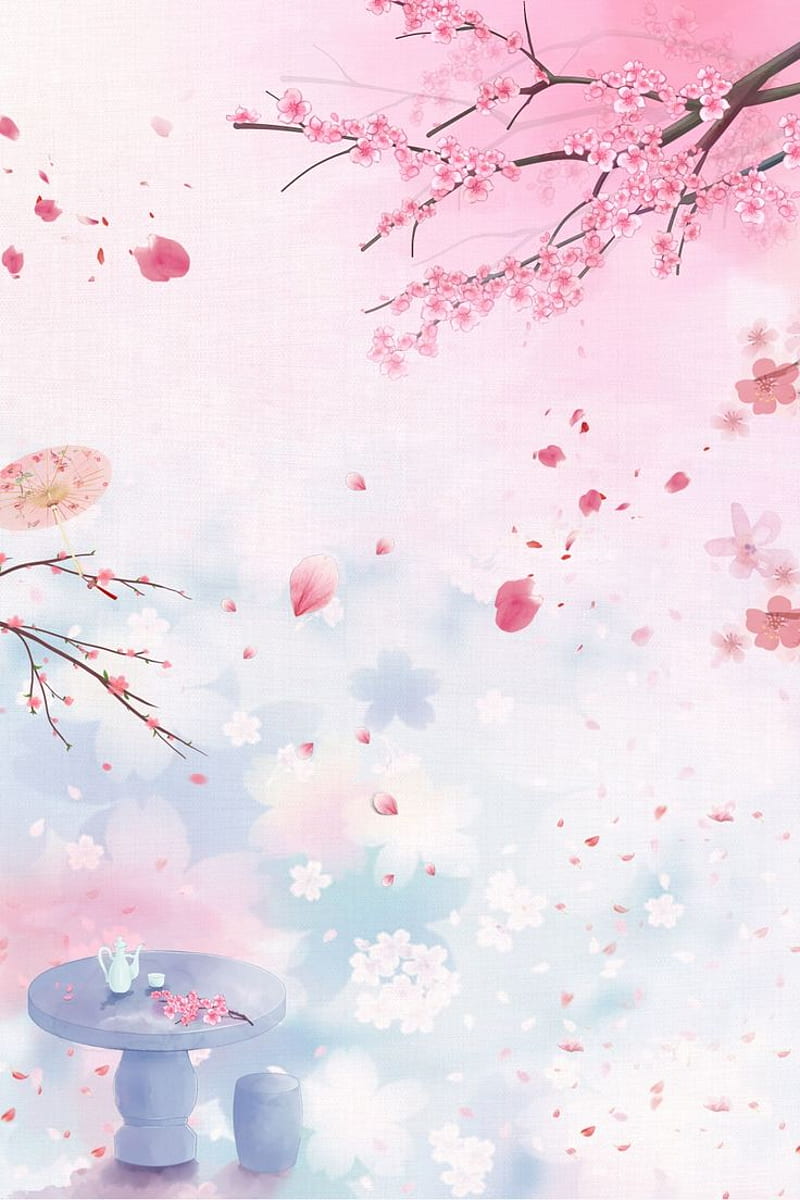 800x1200 Creative Minimalist Peach Flower Beautiful Background Synthesis. Cherry blossom, HD phone wallpaper