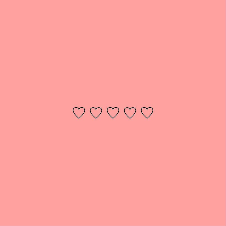 900x900 Aesthetic Peach Pink Five Hearts Wallpaper