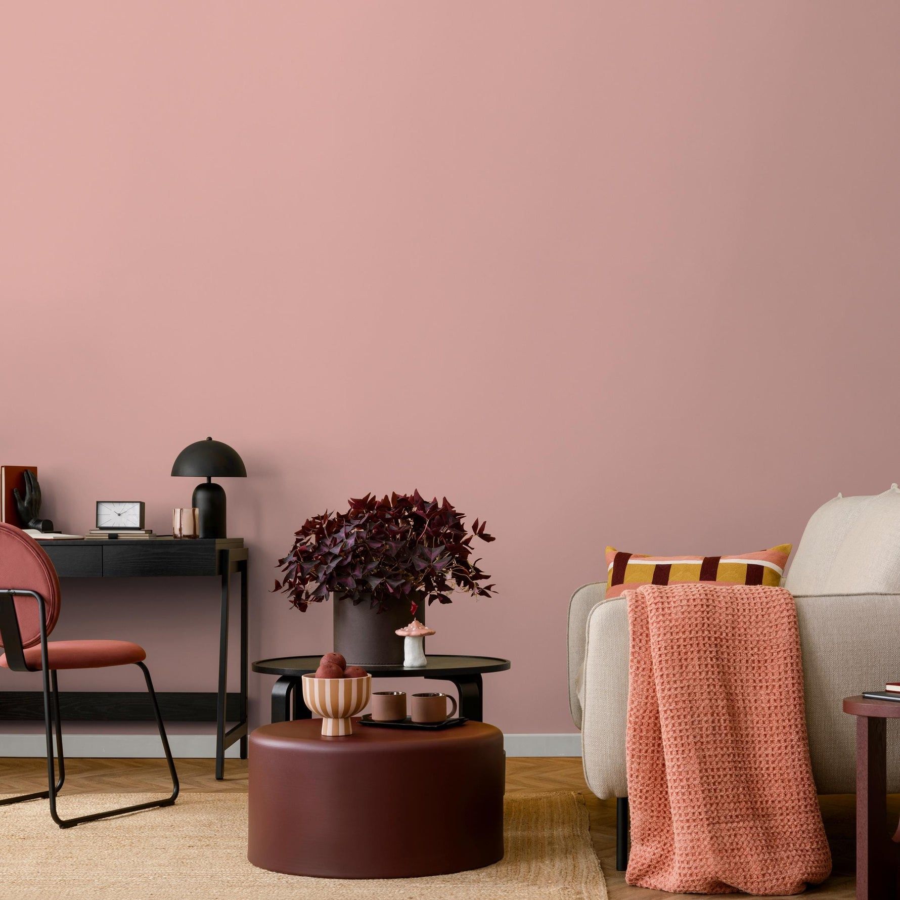 1780x1780 Peach Blush Wallpaper / Solid Color / A Minimalist Design in Soft Apricot and Light Coral 1 roll: 24w x 124h inches / Smooth: Peel and Stick