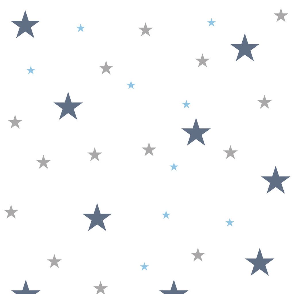1024x1024 White wallpaper with blue, grey and navy blue stars