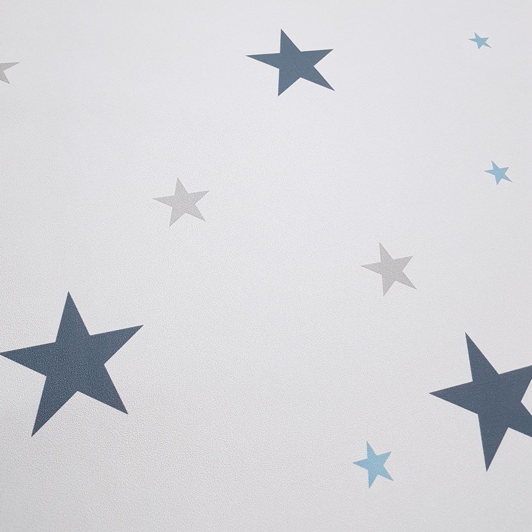 1080x1080 White wallpaper with blue, grey and navy blue stars