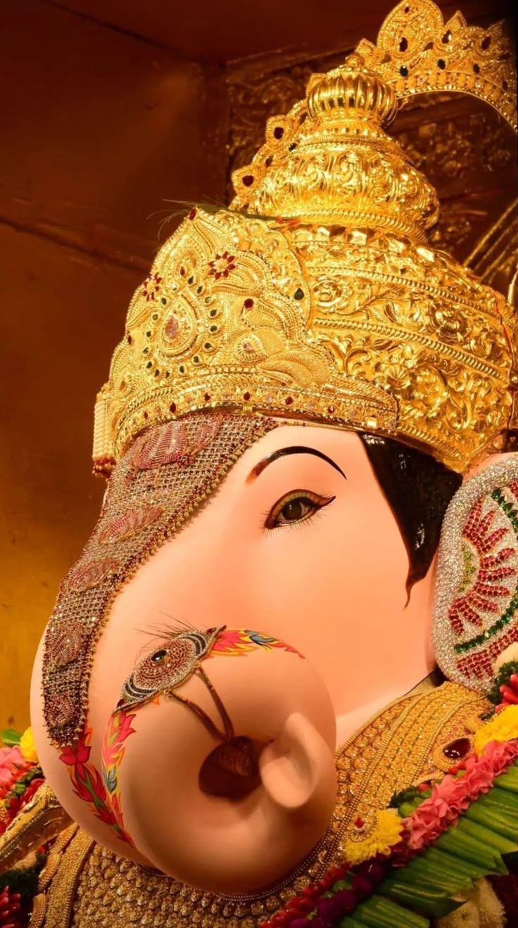 736x1319 Ganpati HD wallpaper. Gannu bappa HD wallpaper, Dagdusheth halwai ganpati, Ganpati image