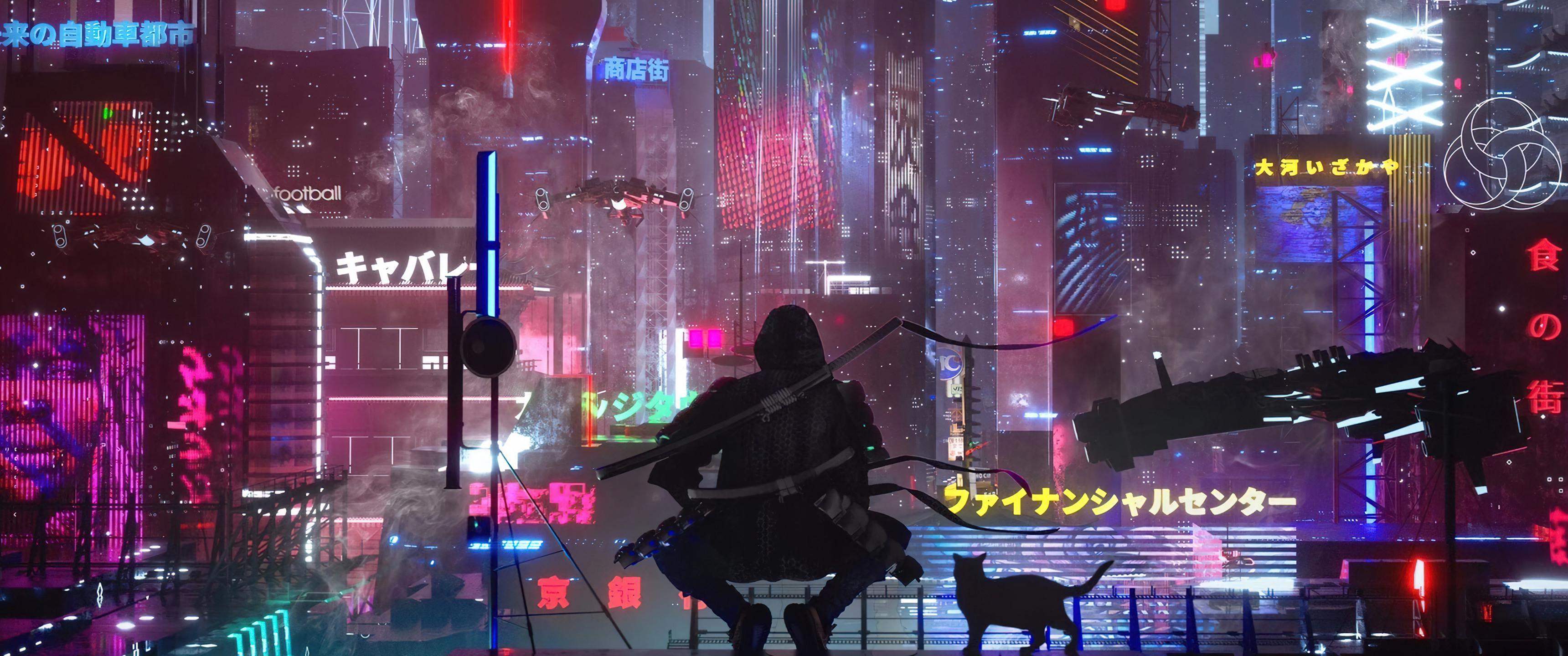 3440x1440 Night City of the near future [3440x1440]