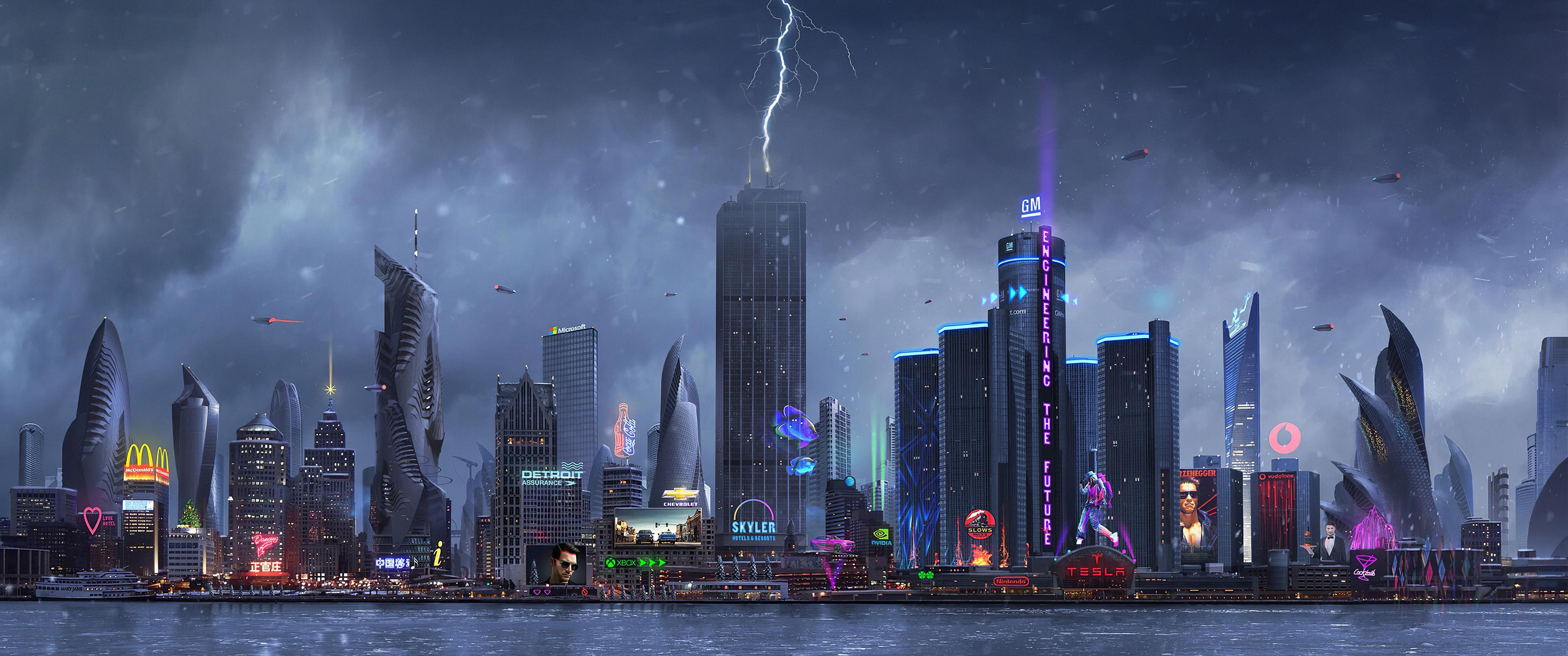 3440x1440 The city of the future x 1440