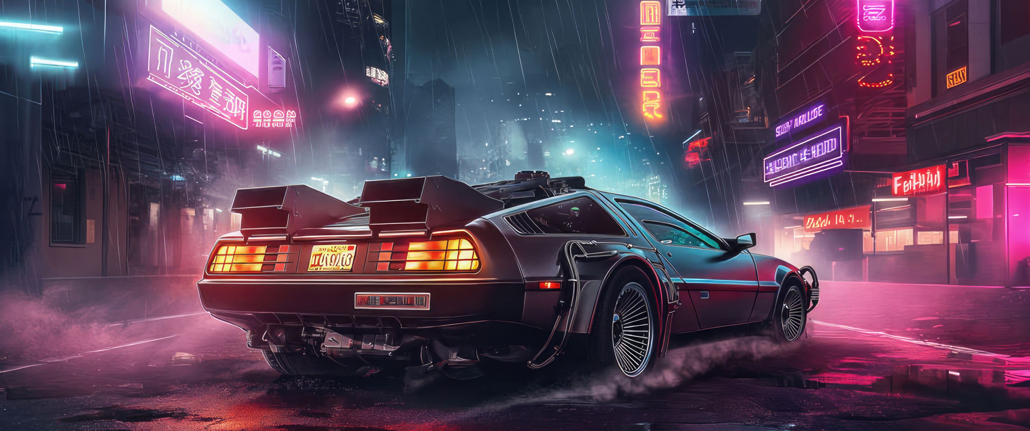 3440x1440 Dmc Delorean Back To The Future Cyberpunk UltraWide Quad HD 1440P , HD 4k Wallpaper, Image, Background, Photos and Picture